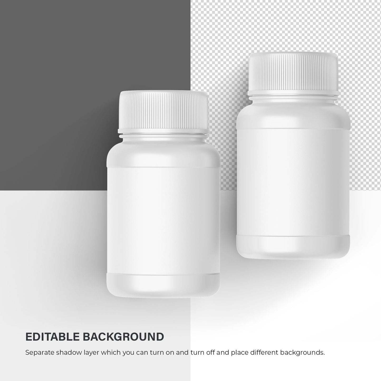 Digital Plastic Container / Pills Bottle - Cosmetic Product Mockup - PSD / PNG / JPG