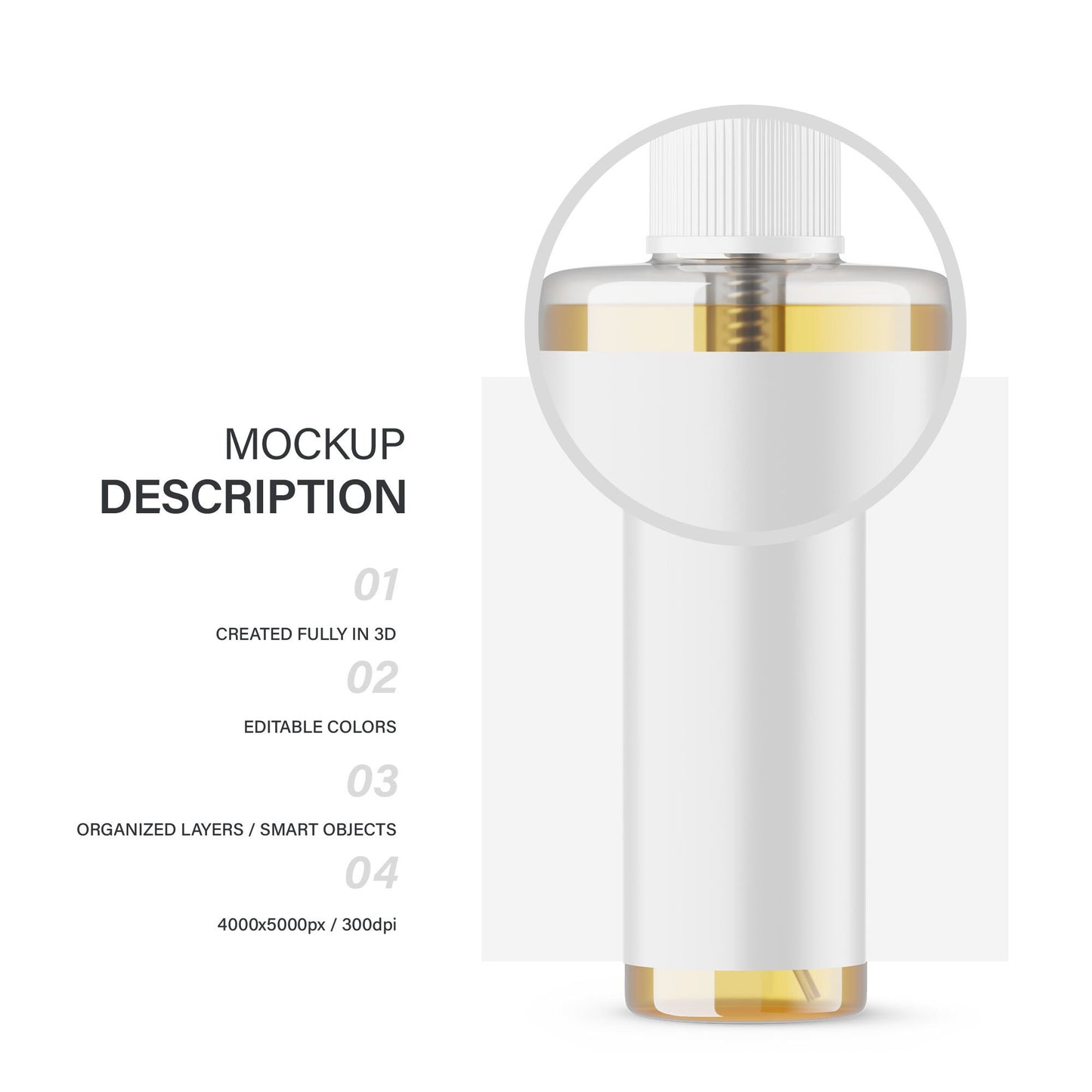 Digital Oil In Clear Pump Bottle With Expanded Label - Cosmetic Mockup - PSD / PNG / JPG