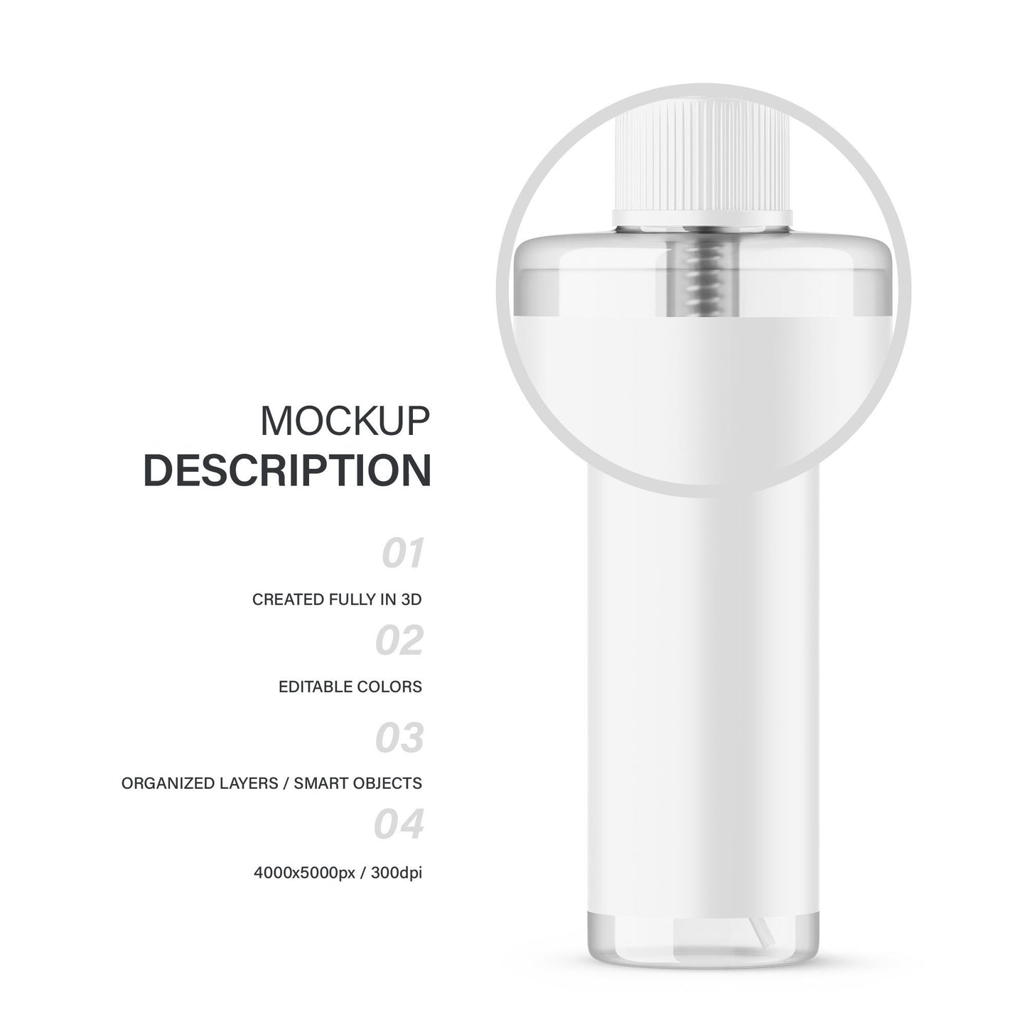 Digital Clear Pump Bottle - Cosmetic Mockup - PSD / PNG / JPG