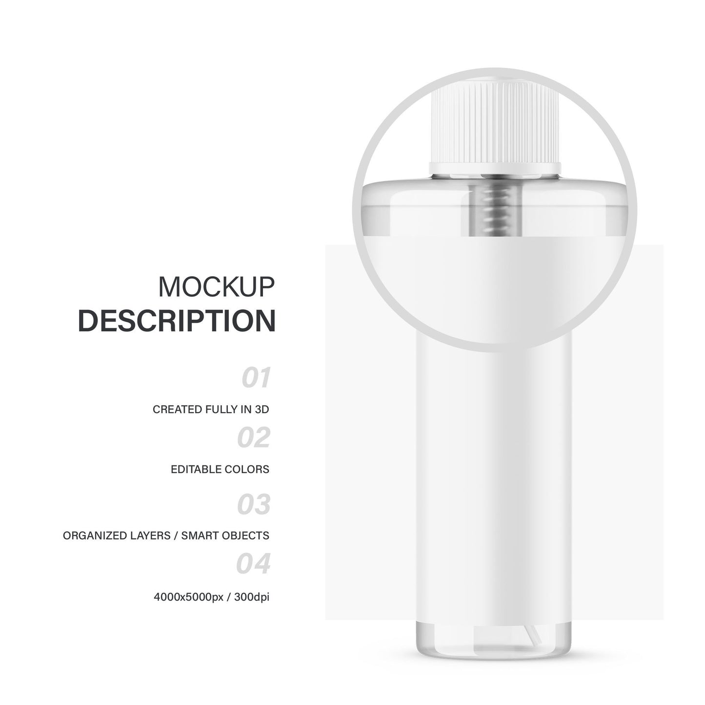 Digital Clear Pump Bottle With Expanded Label - Cosmetic Mockup - PSD / PNG / JPG