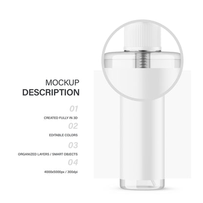 Digital Clear Pump Bottle With Expanded Label - Cosmetic Mockup - PSD / PNG / JPG