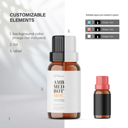 Digital Amber Glass Medical Bottle - Medical Mockup - PSD / PNG / JPG