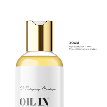 Digital Disc/Press Top Bottle With Oil & Editable Lid - Cosmetic Mockup - PSD / PNG / JPG