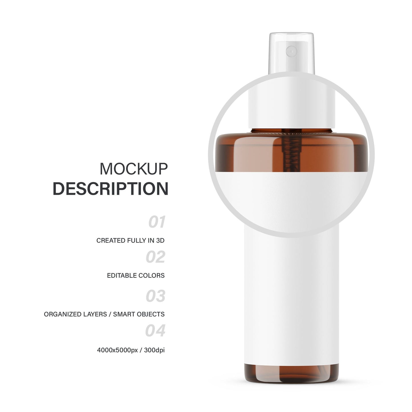 Digital Amber Spray Bottle - Cosmetic Mockup - PSD / PNG / JPG