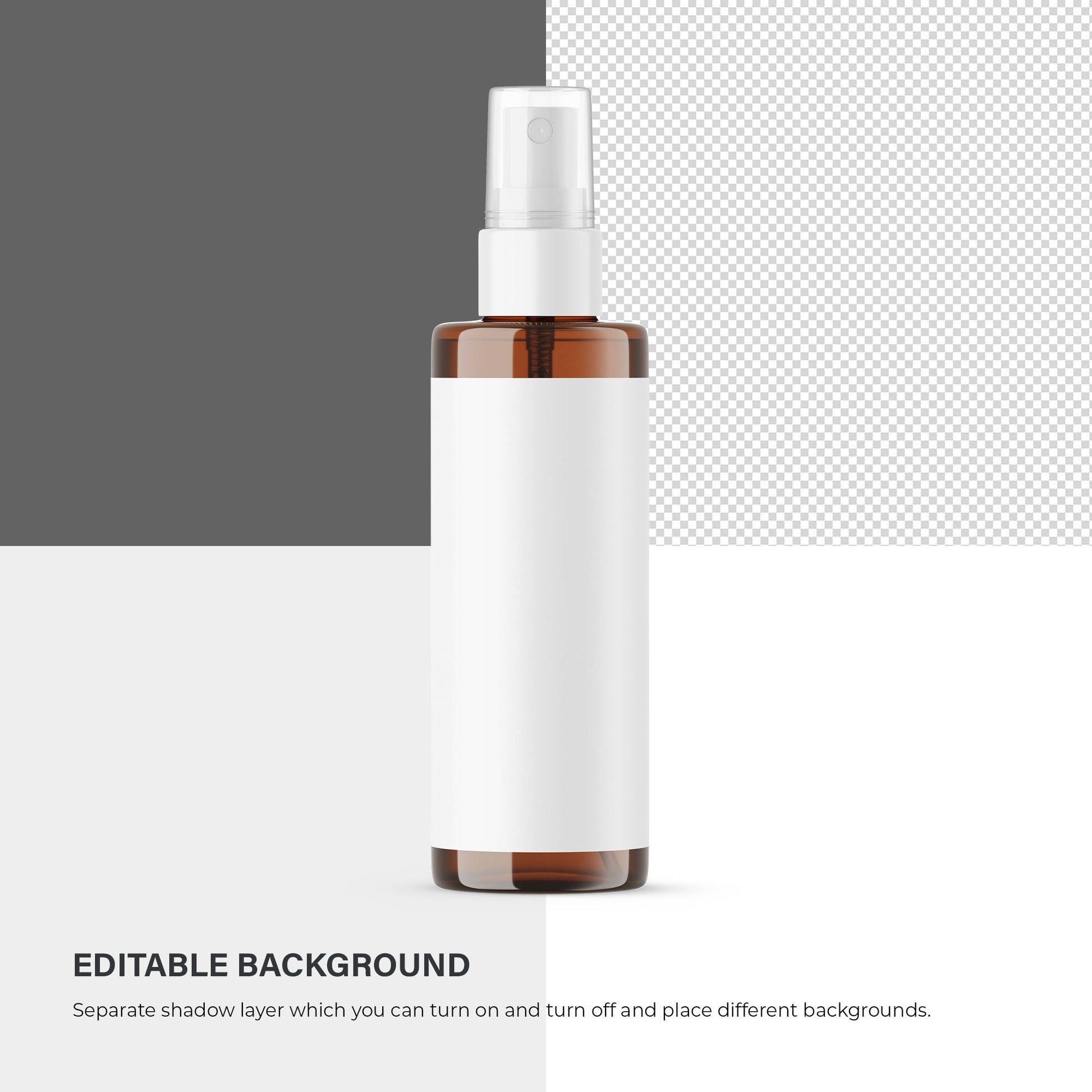 Digital Amber Spray Bottle - Cosmetic Mockup - PSD / PNG / JPG