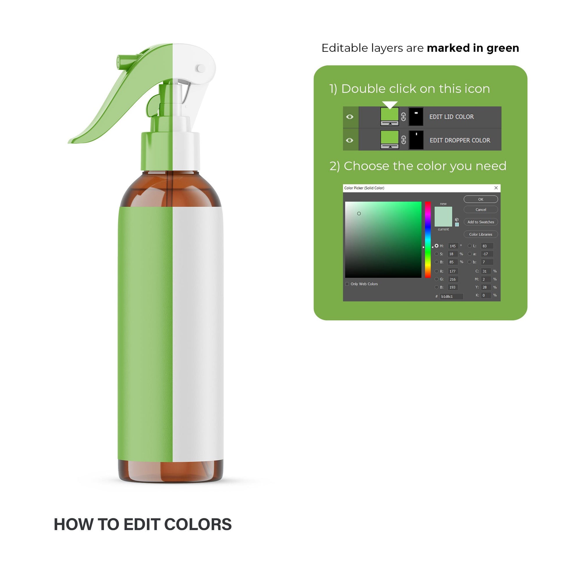 Digital Amber Trigger Spray Bottle - Cosmetic Mockup - PSD / PNG / JPG