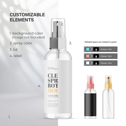 Digital Clear Spray Bottle - Cosmetic Mockup - PSD / PNG / JPG