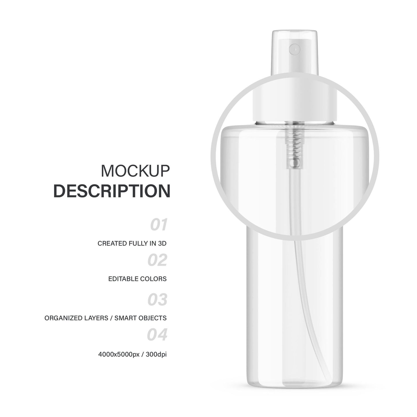 Digital Clear Spray Bottle - Cosmetic Mockup - PSD / PNG / JPG