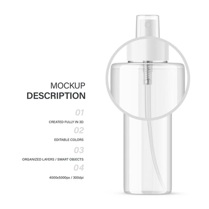 Digital Clear Spray Bottle - Cosmetic Mockup - PSD / PNG / JPG