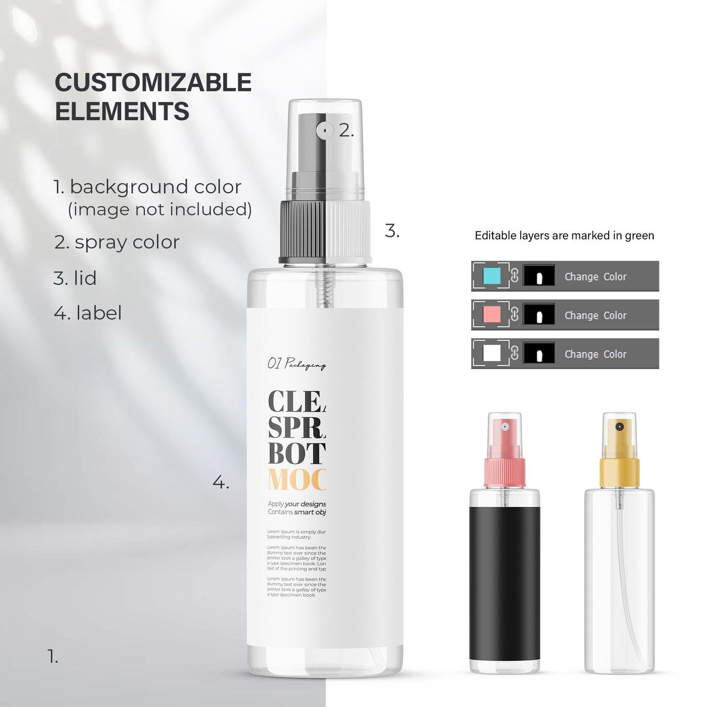 Digital Clear Spray Bottle - Cosmetic Mockup - PSD / PNG / JPG