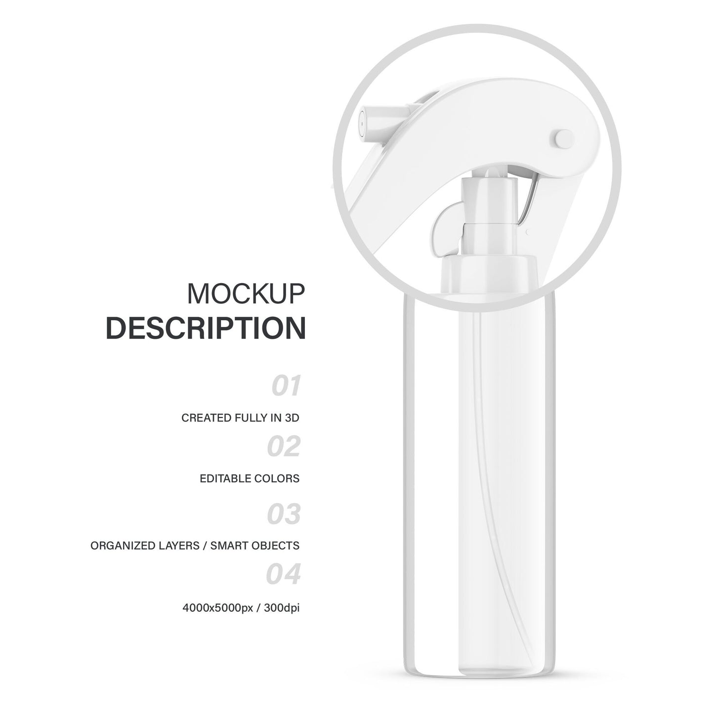 Digital Clear Trigger Spray Bottle - Cosmetic Mockup - PSD / PNG / JPG