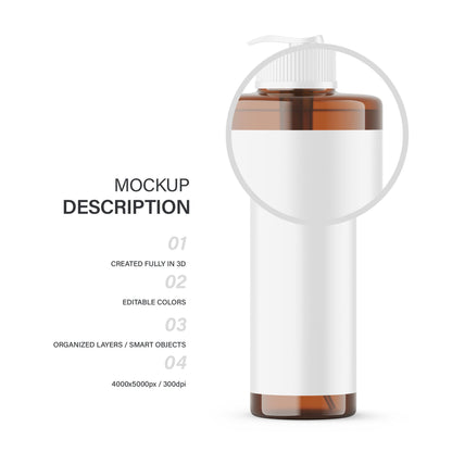 Digital Amber Pump Bottle - Cosmetic Mockup - PSD / PNG / JPG