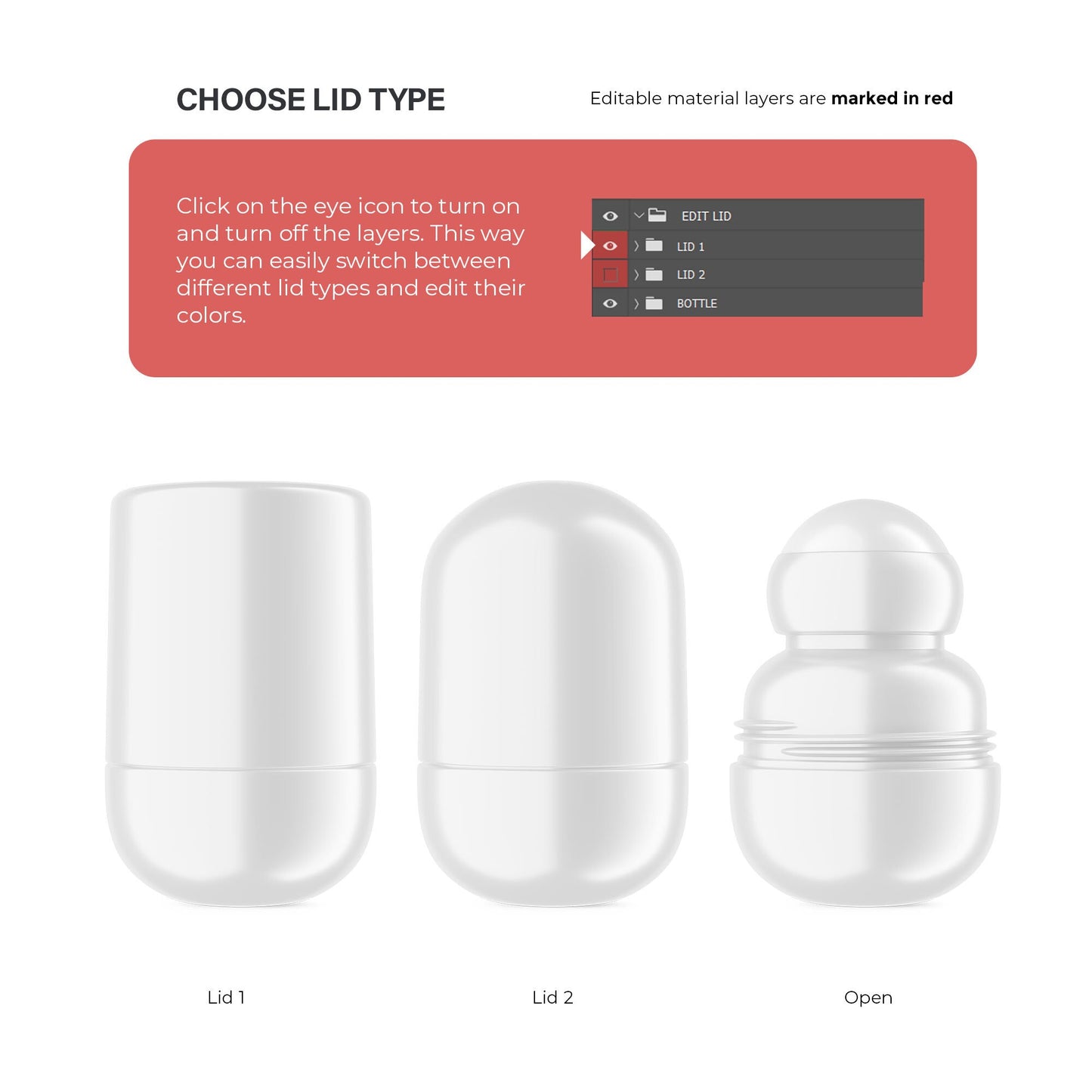 Digital Plastic Roll-On Bottle - Cosmetic Mockup - PSD / PNG / JPG