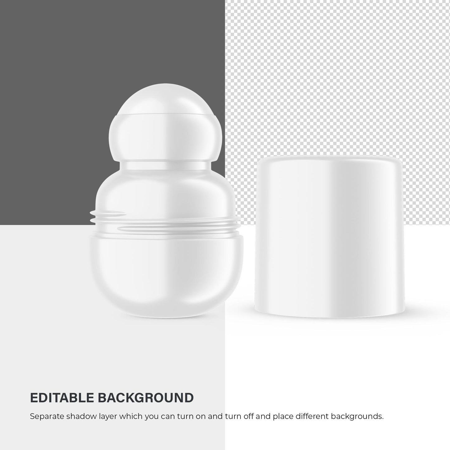 Digital Plastic Roll-On Bottle - Cosmetic Mockup - PSD / PNG / JPG