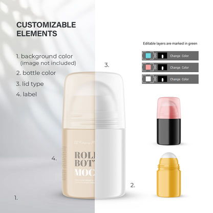 Digital Plastic Roll-On Bottle - Cosmetic Mockup - PSD / PNG / JPG