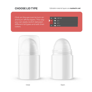 Digital Plastic Roll-On Bottle - Cosmetic Mockup - PSD / PNG / JPG