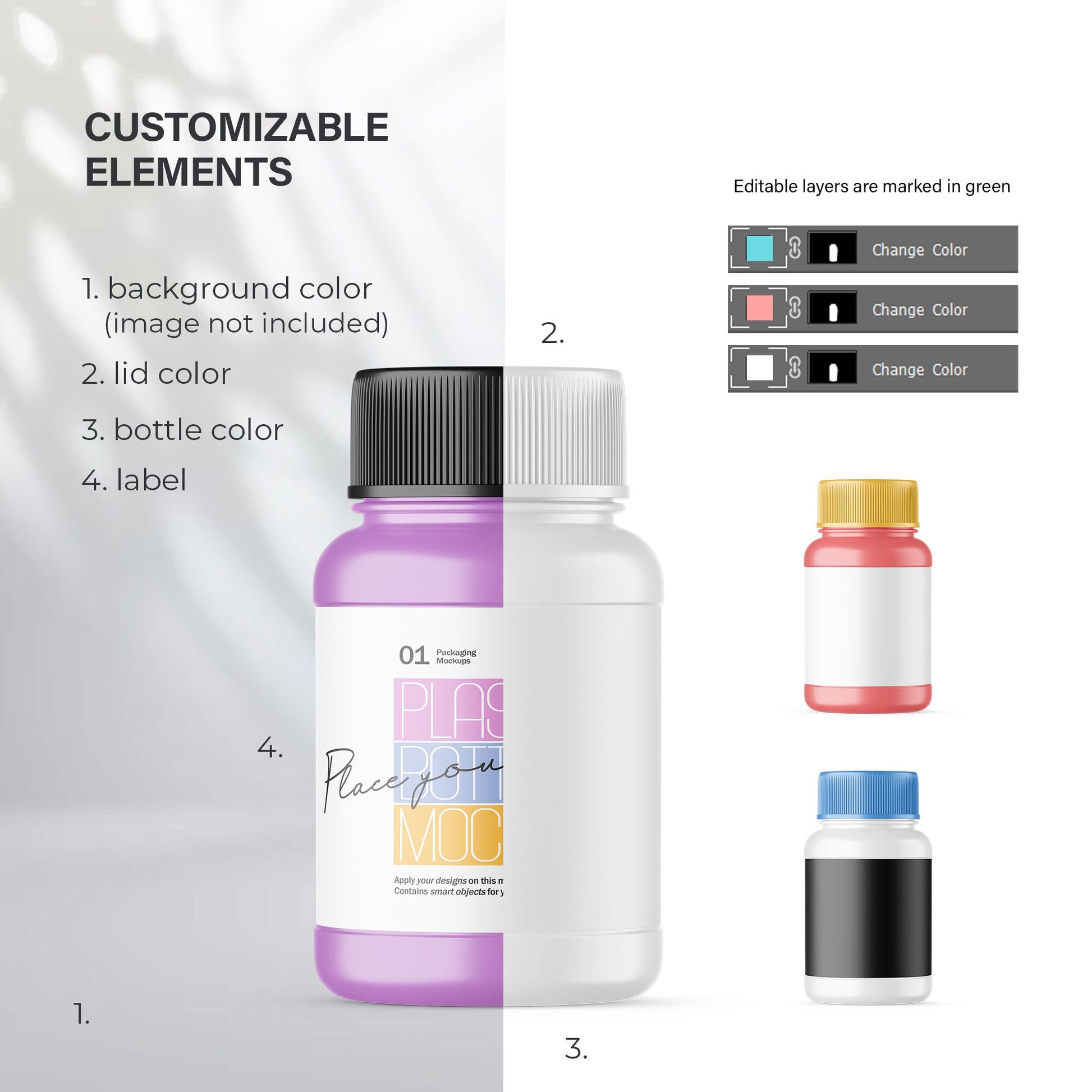 Digital Plastic Container / Pills Bottle - Cosmetic Product Mockup - PSD / PNG / JPG