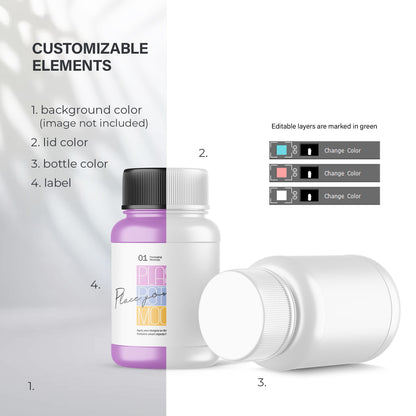 Digital Plastic Container / Pills Bottle - Cosmetic Product Mockup - PSD / PNG / JPG