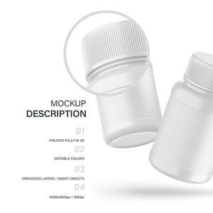 Digital Plastic Container / Pills Bottle - Cosmetic Product Mockup - PSD / PNG / JPG