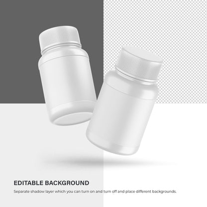 Digital Plastic Container / Pills Bottle - Cosmetic Product Mockup - PSD / PNG / JPG