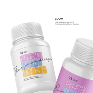 Digital Plastic Container / Pills Bottle - Cosmetic Product Mockup - PSD / PNG / JPG