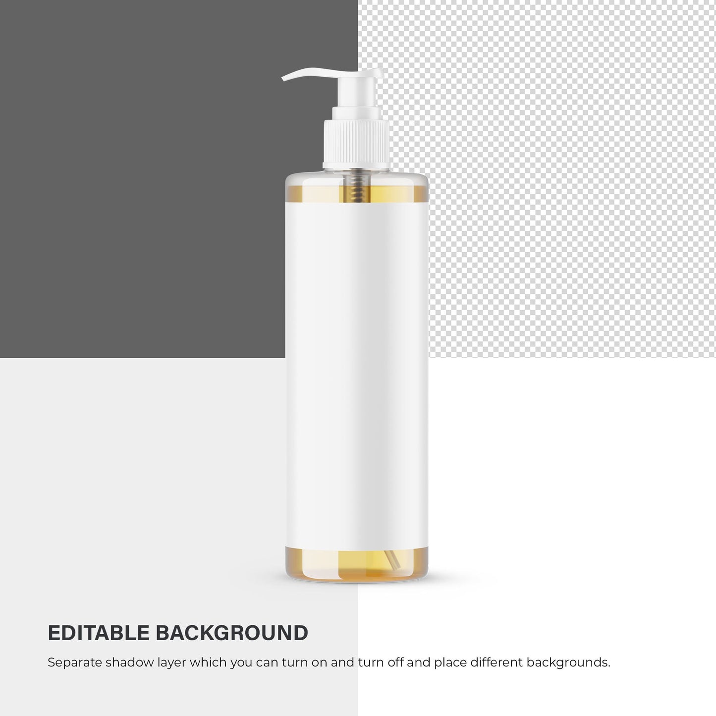 Digital Oil In Clear Pump Bottle - Cosmetic Mockup - PSD / PNG / JPG