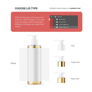 Digital Oil In Clear Pump Bottle With Expanded Label - Cosmetic Mockup - PSD / PNG / JPG