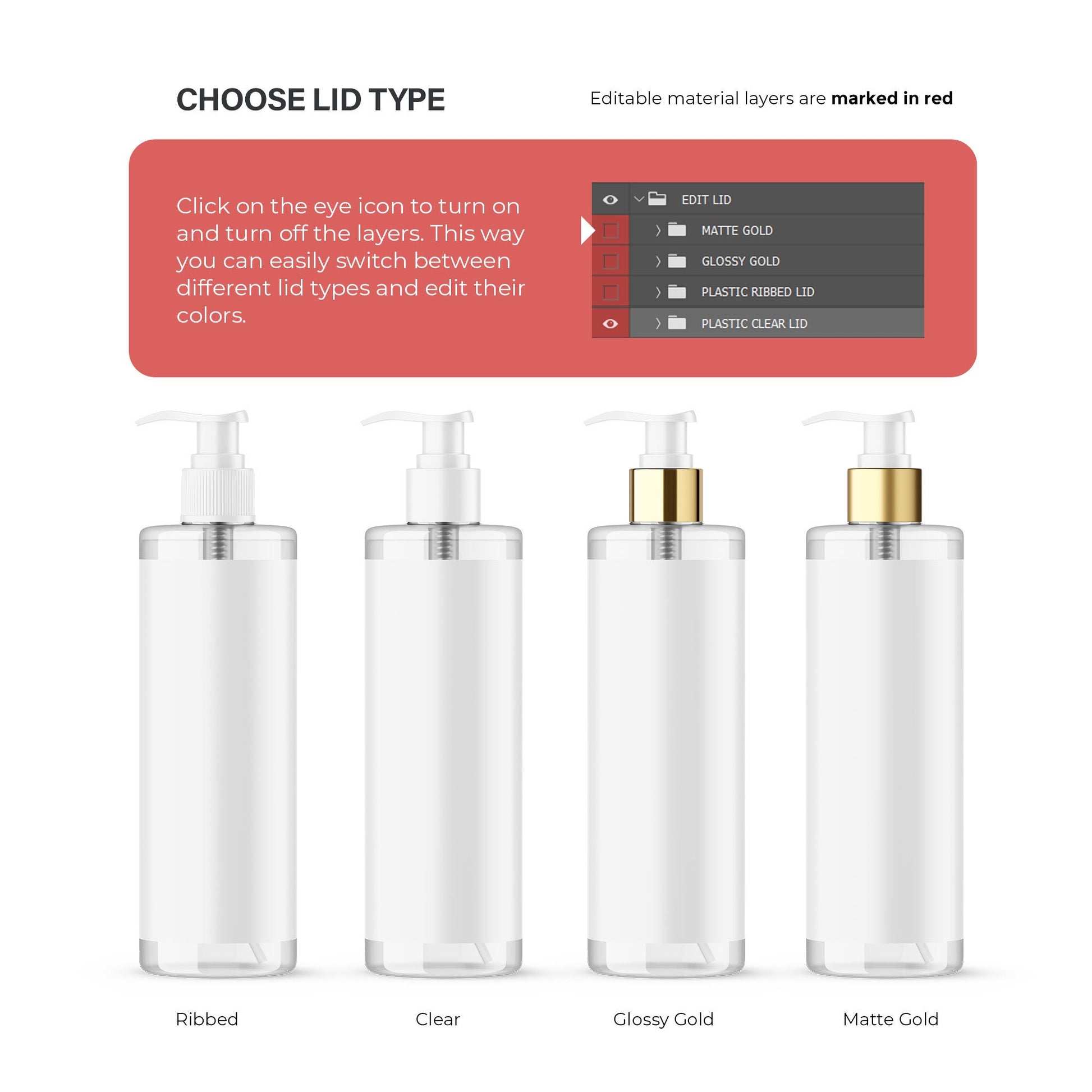 Digital Clear Pump Bottle - Cosmetic Mockup - PSD / PNG / JPG