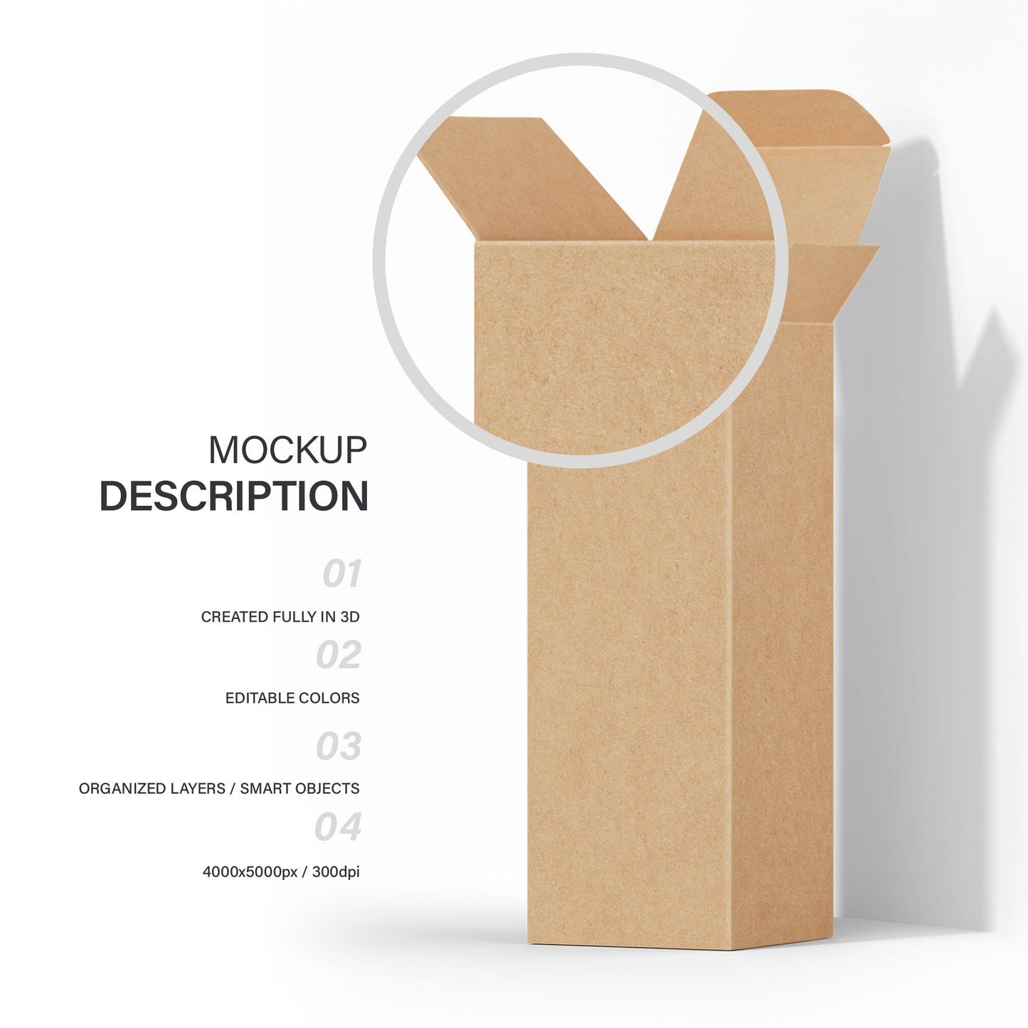 Digital Open Cardboard Box Mockup - PSD / PNG / JPG