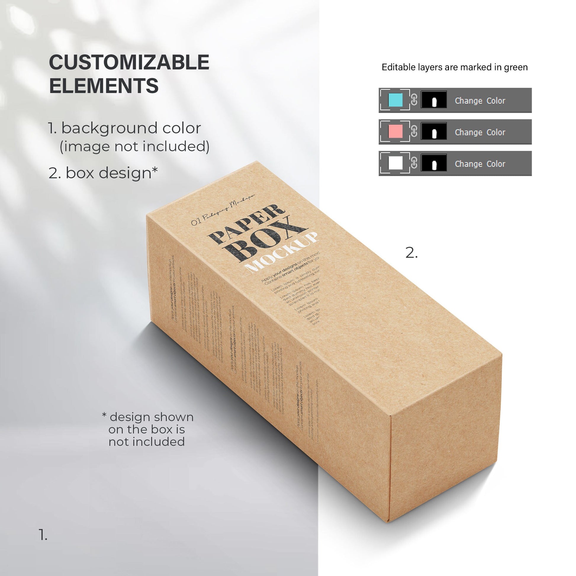 Digital Lying Cardboard Box Mockup - PSD / PNG / JPG