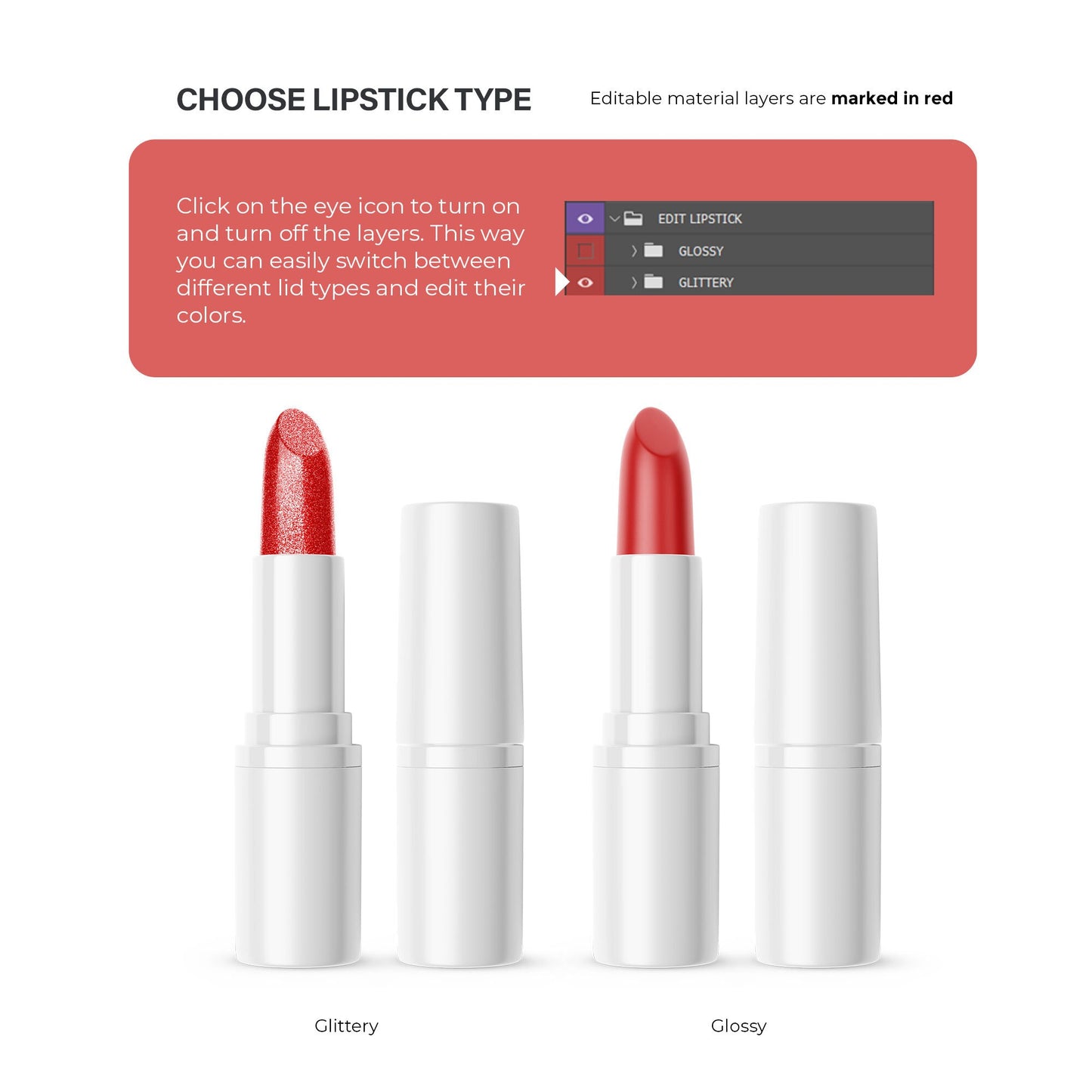 Digital Plastic Lipstick - Cosmetic Mockup - PSD / PNG / JPG