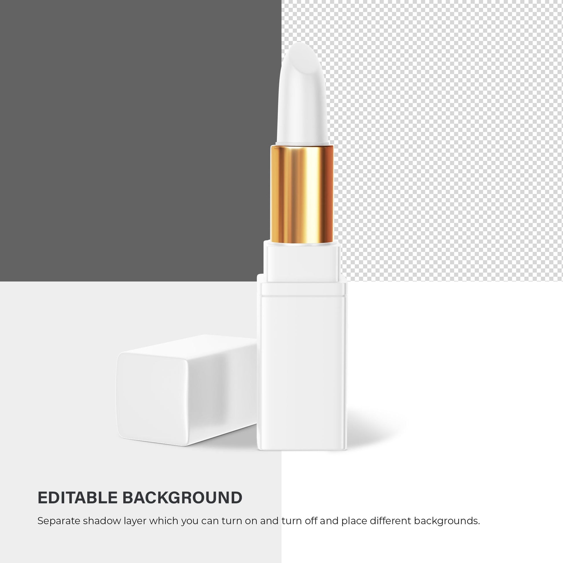 Digital Square Editable Lipstick - Cosmetic Mockup - PSD / PNG / JPG