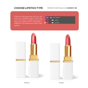 Digital Editable Square Lipstick - Cosmetic Mockup - PSD / PNG / JPG