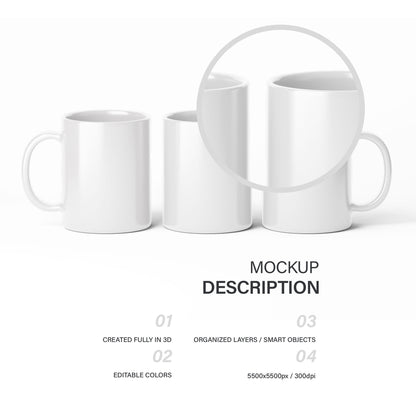 Digital Ceramic Mugs Mockup - PSD / PNG / JPG