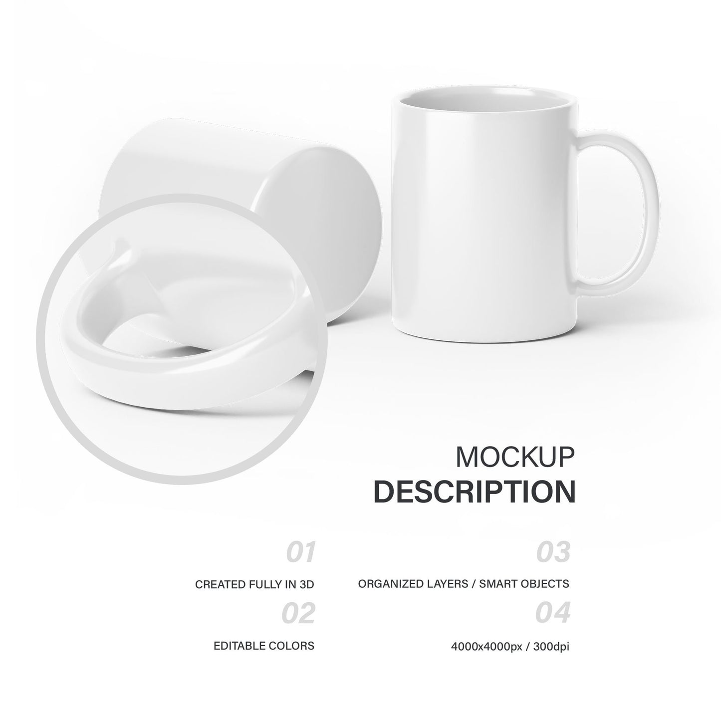 Digital Ceramic Mugs Mockup - PSD / PNG / JPG