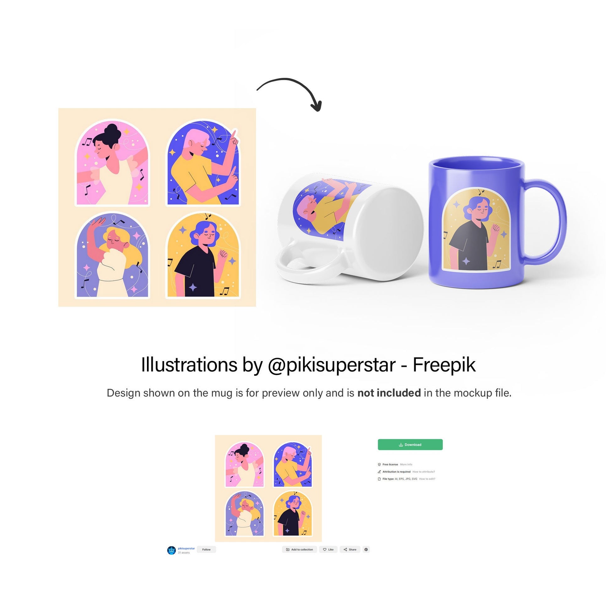 Digital Ceramic Mugs Mockup - PSD / PNG / JPG