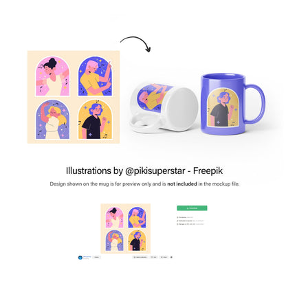 Digital Ceramic Mugs Mockup - PSD / PNG / JPG