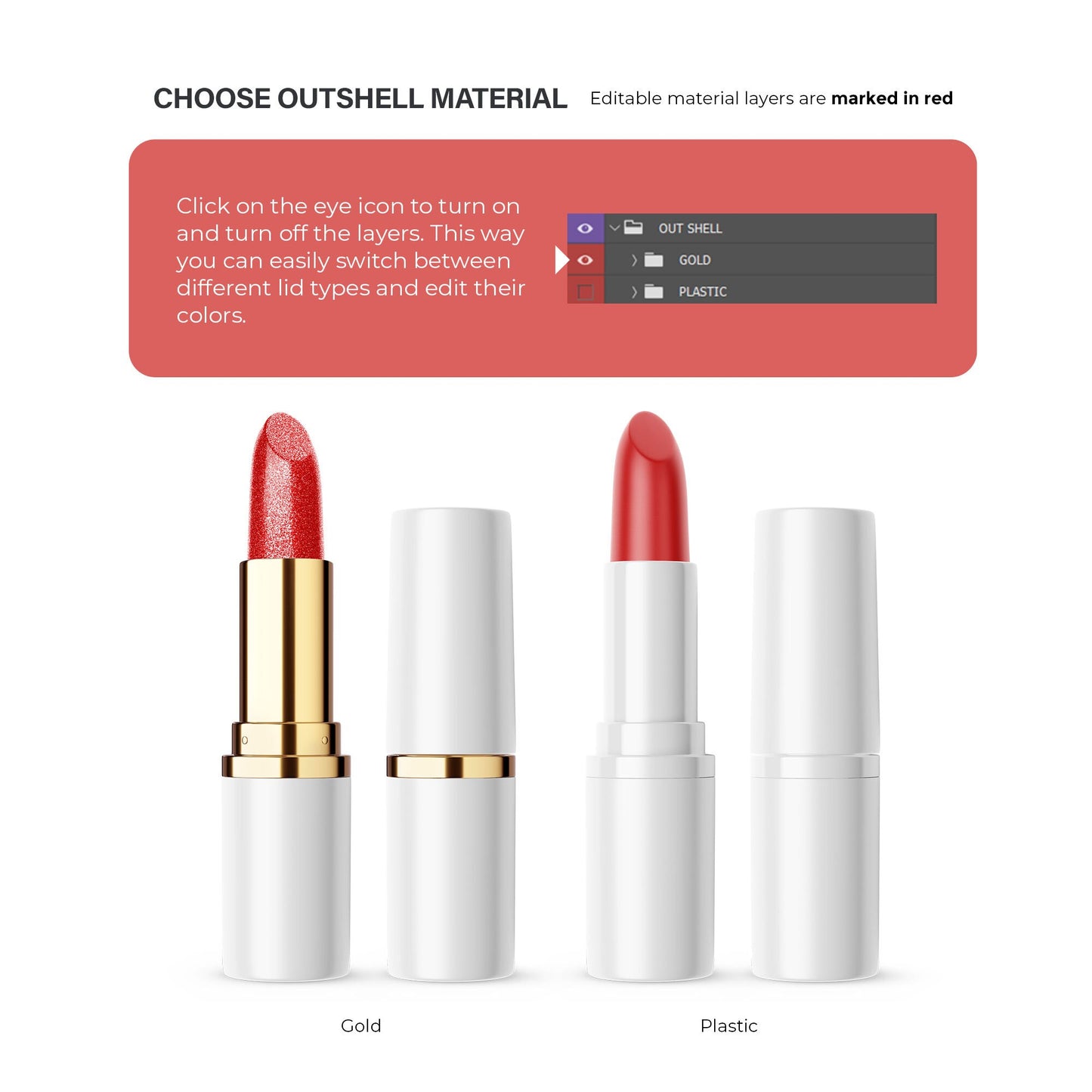 Digital Plastic Lipstick - Cosmetic Mockup - PSD / PNG / JPG