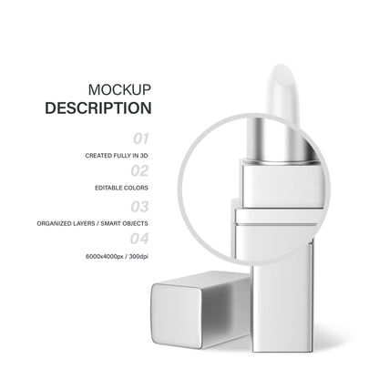 Digital Gold + Silver Lipstick - Cosmetic Mockup - PSD / PNG / JPG