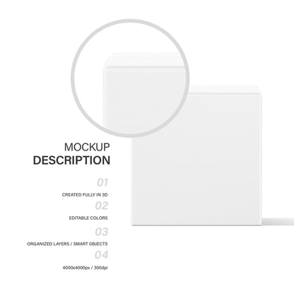 Digital Square Paper Box Mockup - PSD / PNG / JPG