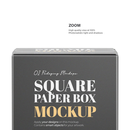 Digital Square Paper Box Mockup - PSD / PNG / JPG