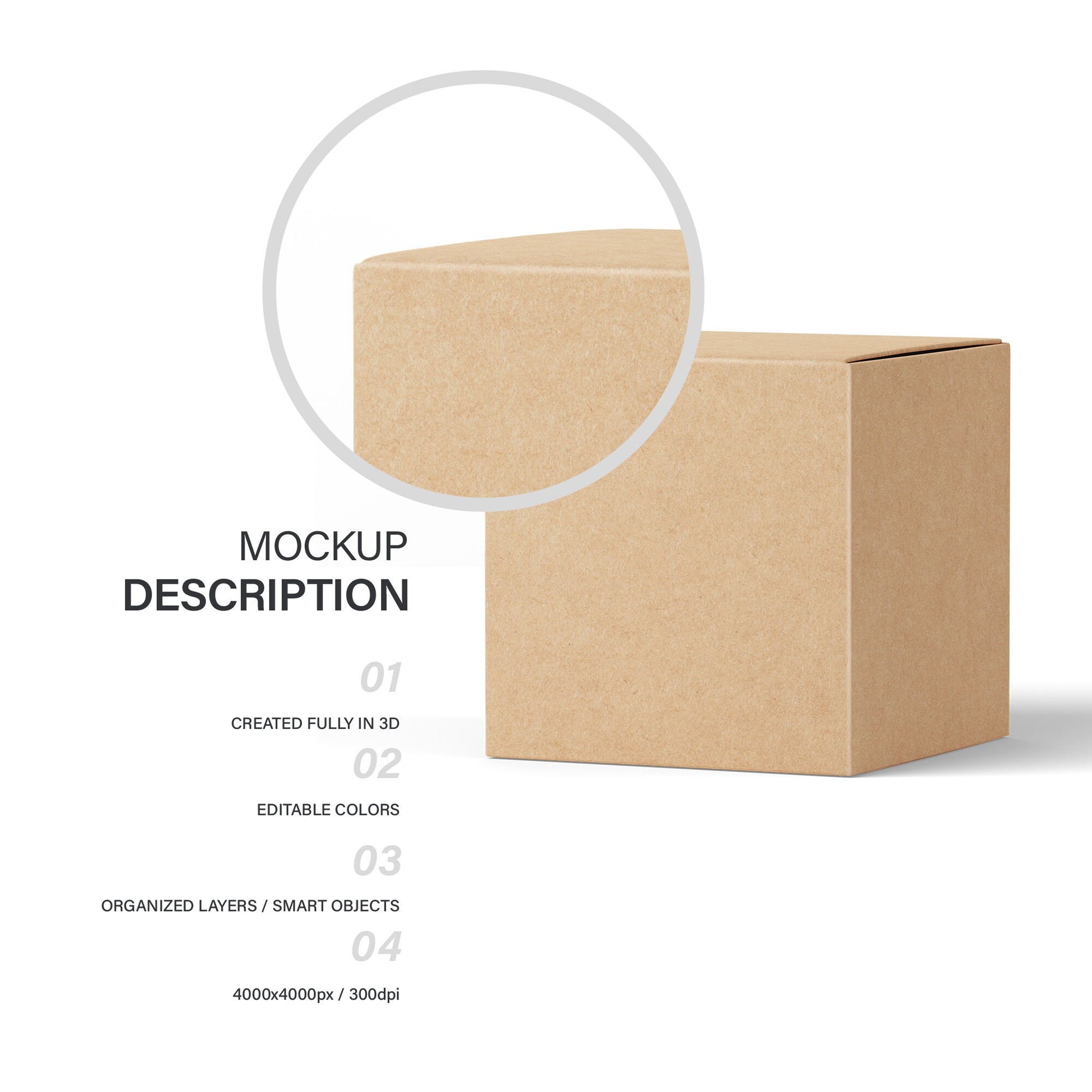 Digital Square Cardboard Box Mockup - PSD / PNG / JPG