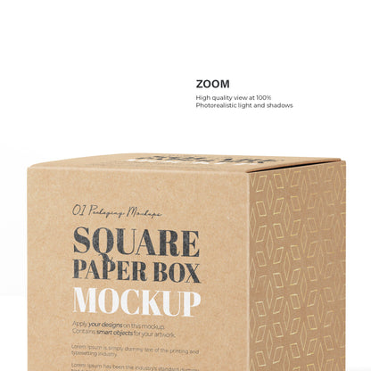 Digital Square Cardboard Box Mockup - PSD / PNG / JPG