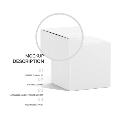 Digital Square Paper Box Mockup - PSD / PNG / JPG