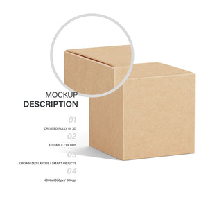 Digital Square Cardboard Box Mockup - PSD / PNG / JPG