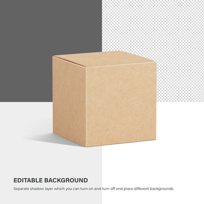 Digital Square Cardboard Box Mockup - PSD / PNG / JPG