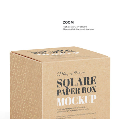 Digital Square Cardboard Box Mockup - PSD / PNG / JPG