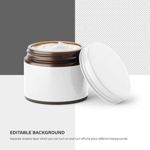 Digital Frosted Amber Glass Jar - 4OZ With Metal Lid - Cosmetic Mockup - PSD / PNG / JPG