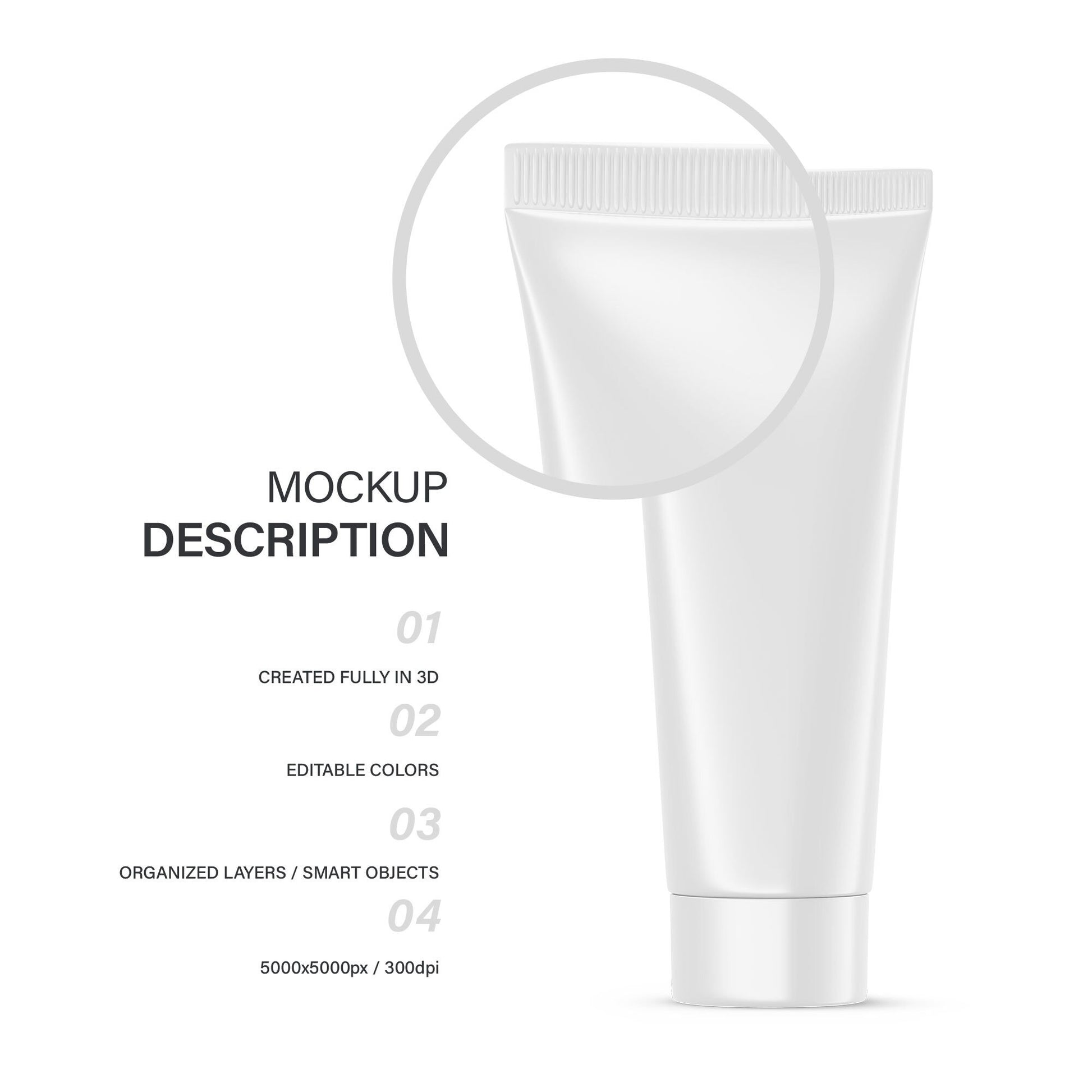 Digital Glossy Cosmetic Tube With Screw Cap - Mockup - PSD / PNG / JPG