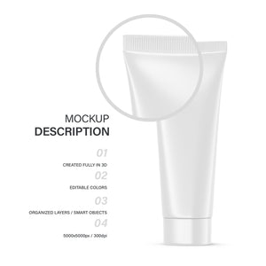 Digital Glossy Cosmetic Tube With Screw Cap - Mockup - PSD / PNG / JPG